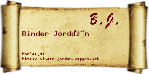 Binder Jordán névjegykártya